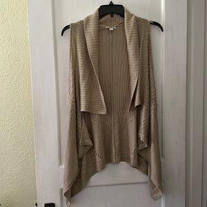 Cato Boho Beige Open Front Sweater Vest